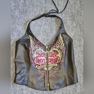 Harley-Davidson Leather Halter Top Size Medium
